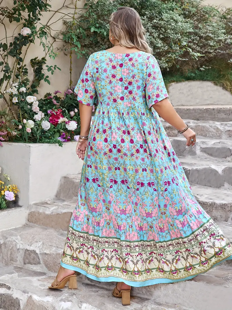 Boho Floral Maxi Dress – Plus Size