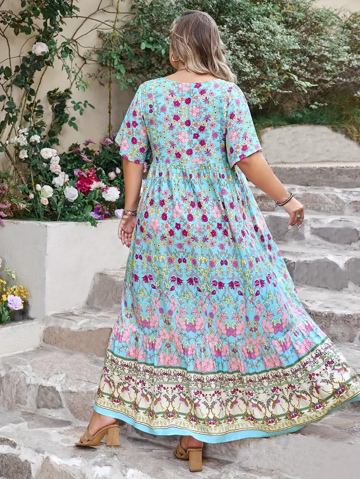 Boho Floral Maxi Dress – Plus Size