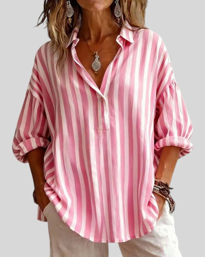 Nora | Blusa holgada de rayas con cuello