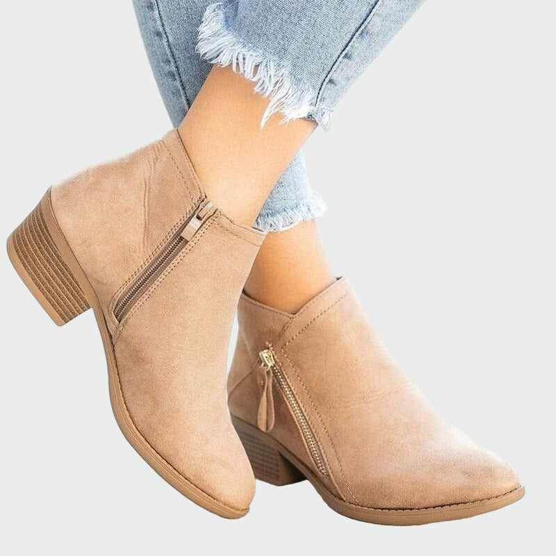 Claudia | Botas de cuero ortopédicas premium con tacón cómodo