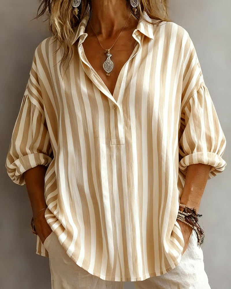 Nora | Blusa holgada de rayas con cuello