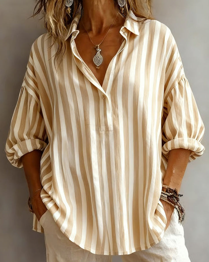 Nora | Blusa holgada de rayas con cuello