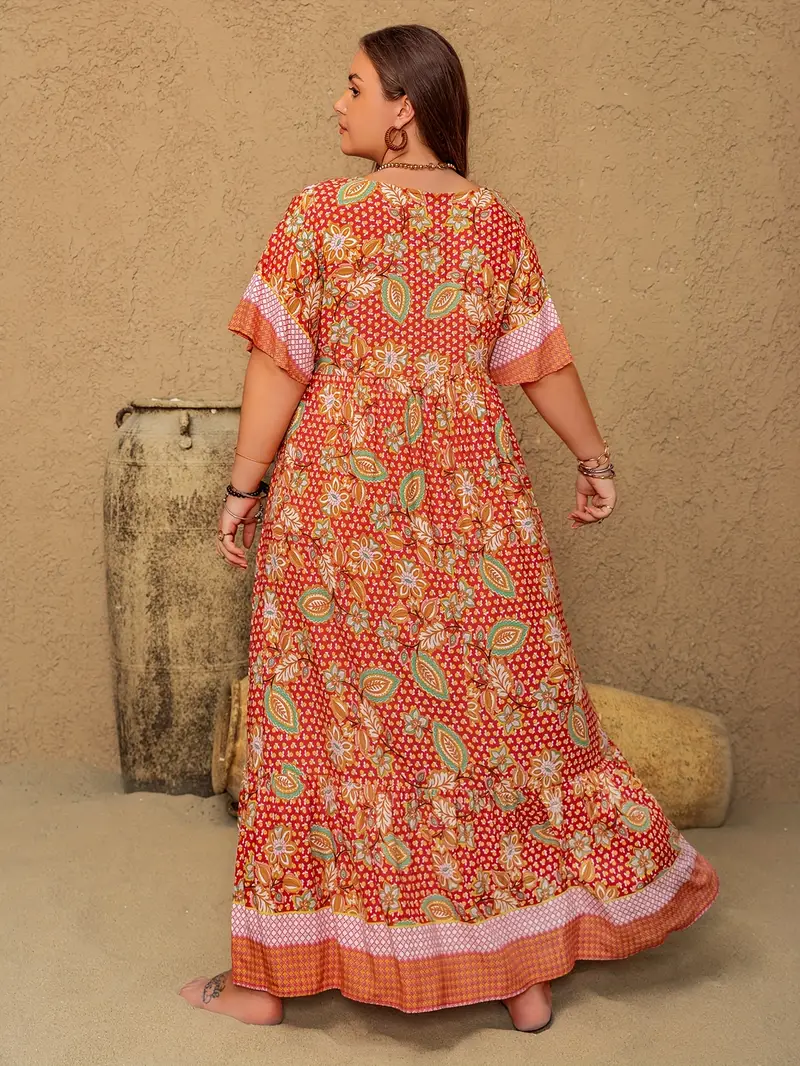 Boho Floral Maxi Dress – Plus Size