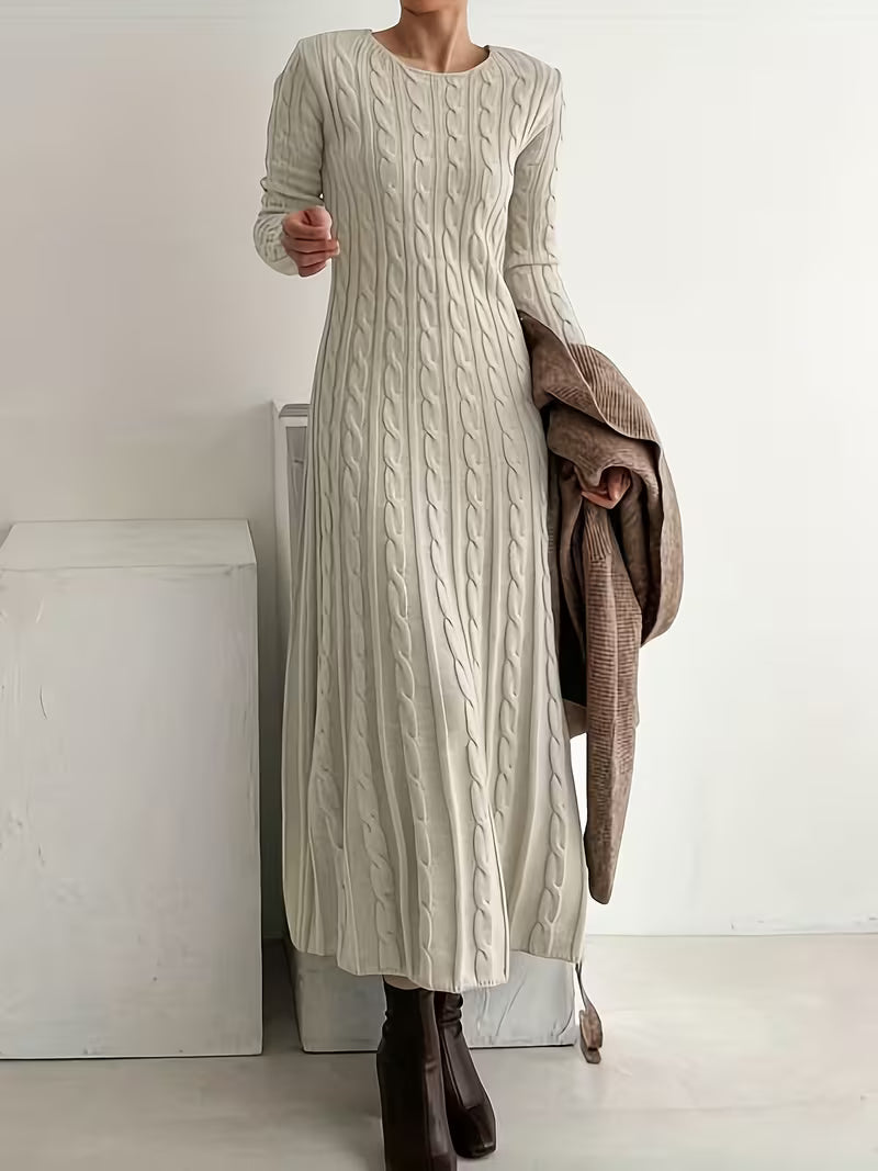 Jimena - Vestido largo de punto trenzado elegante