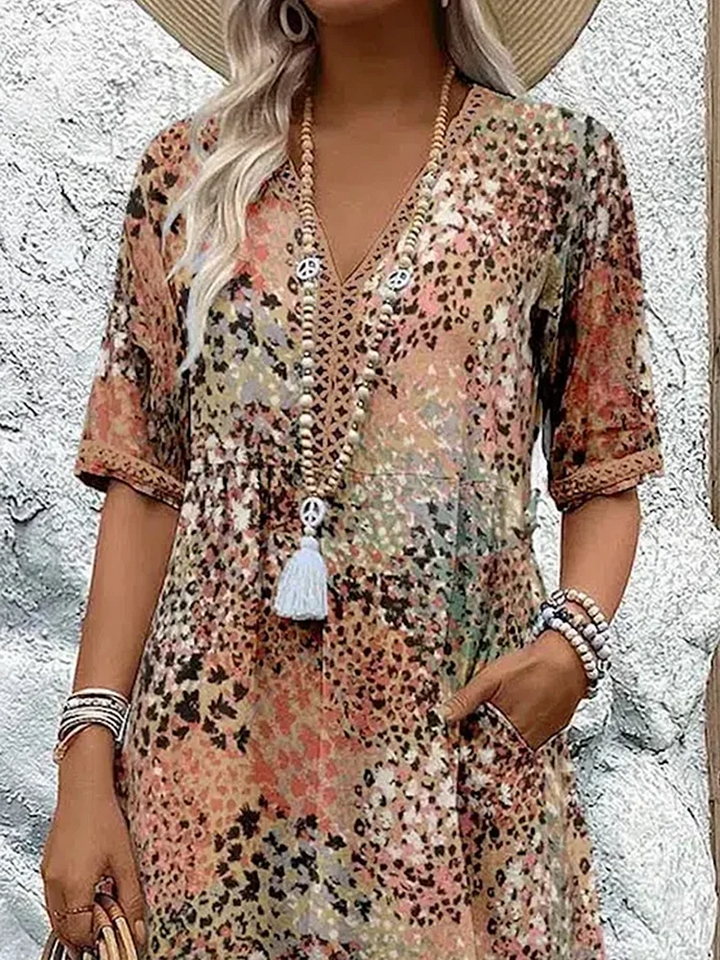 Harper Elegant Floral Midi Dress with Tummy Coverage