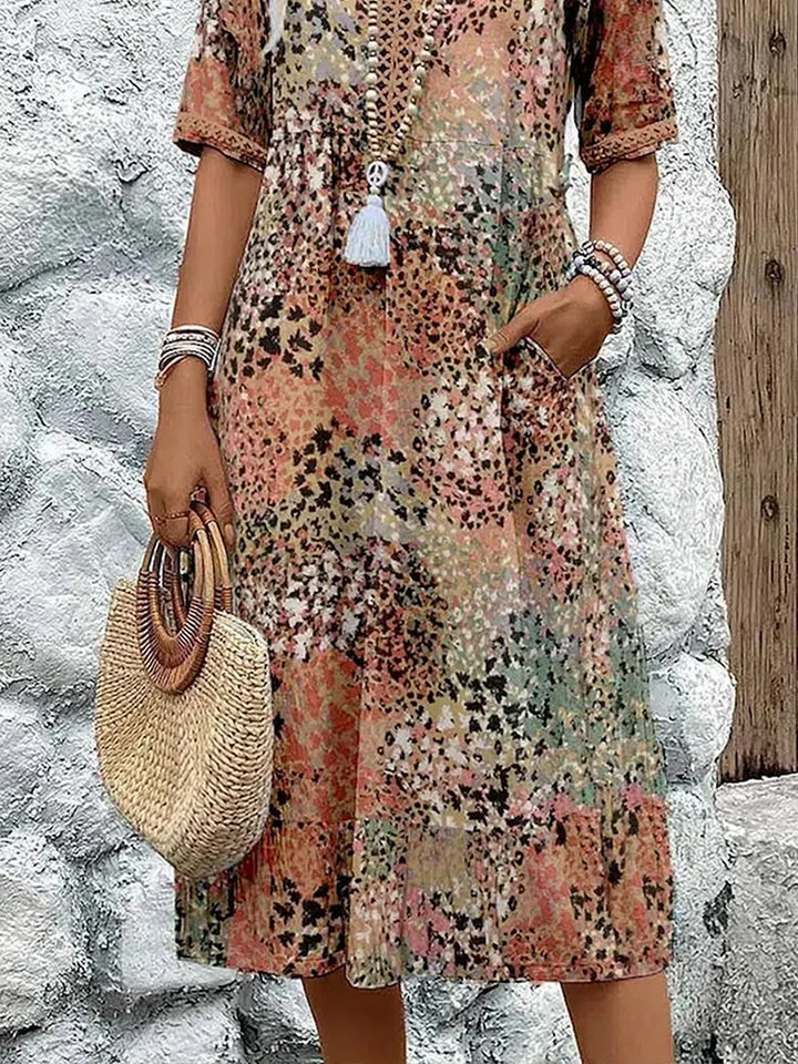 Harper Elegant Floral Midi Dress with Tummy Coverage