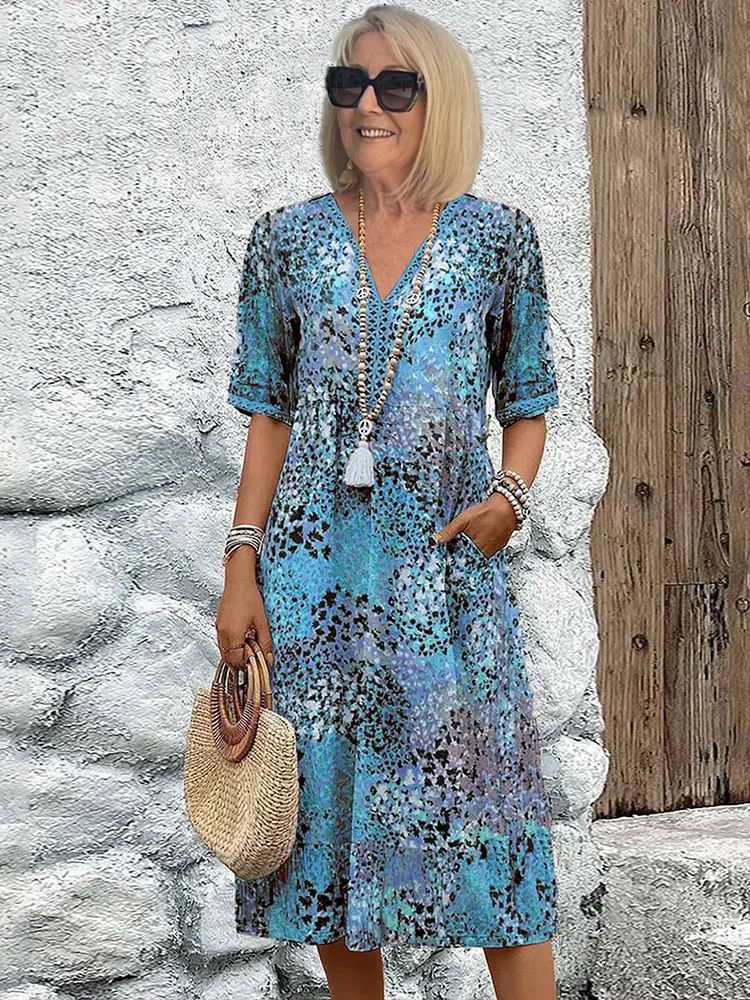 Harper Elegant Floral Midi Dress with Tummy Coverage