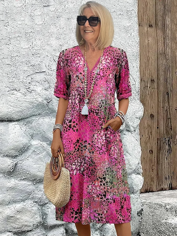 Harper Elegant Floral Midi Dress with Tummy Coverage