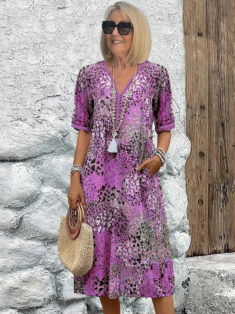 Harper Elegant Floral Midi Dress with Tummy Coverage