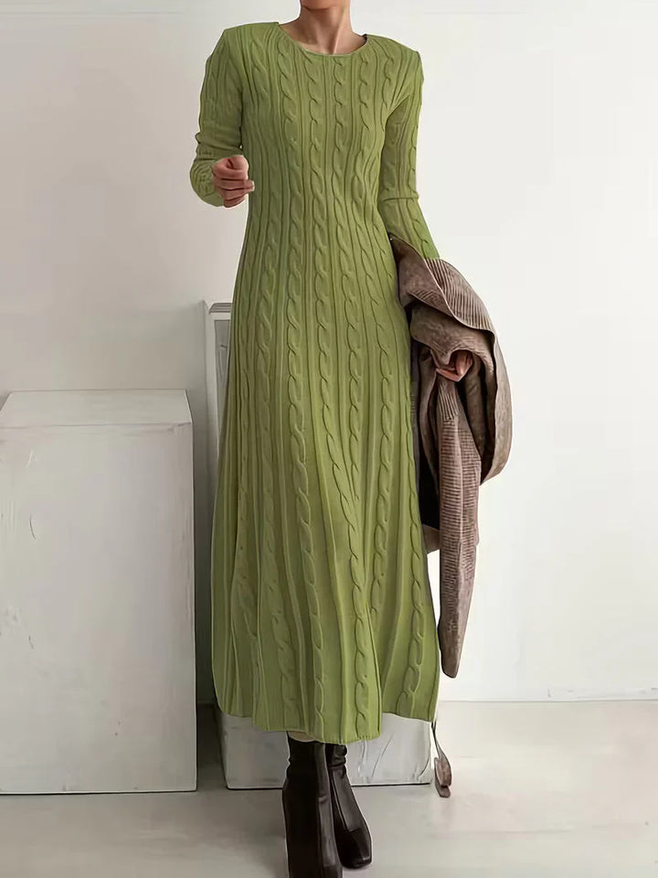 Jimena - Vestido largo de punto trenzado elegante