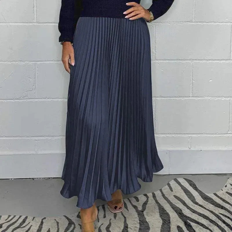 Claudia - Vestido maxi con jersey y falda plisada