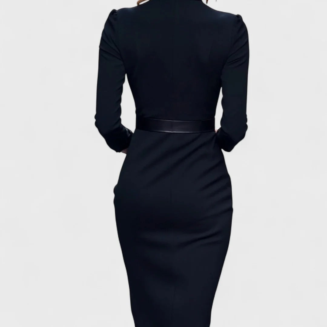 Beatriz - Vestido elegante con cuello mandarín y cinturón