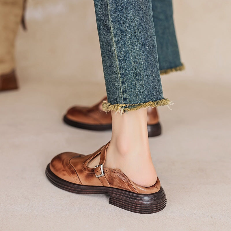 Mattea | Elegantes Mary Janes Hechas De Cuero