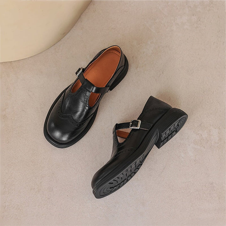Mattea | Elegantes Mary Janes Hechas De Cuero