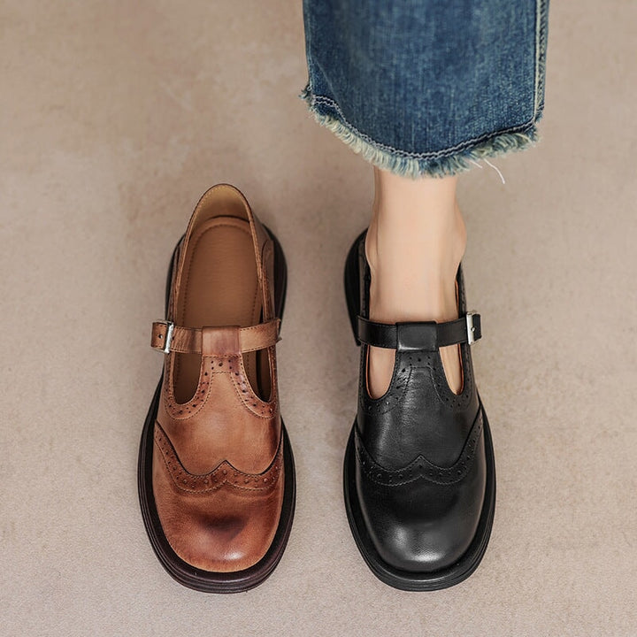 Mattea | Elegantes Mary Janes Hechas De Cuero