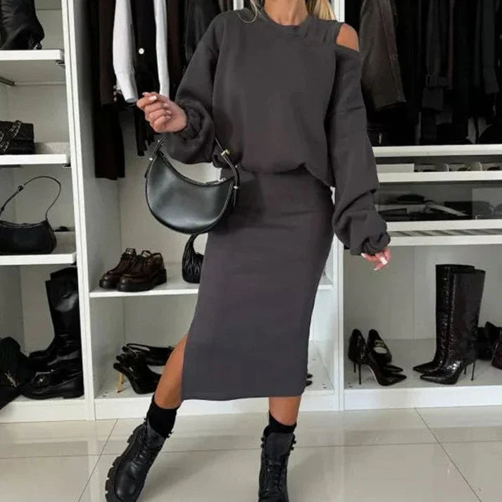 Camila - Conjunto de vestido sin mangas y jersey