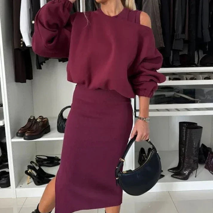 Camila - Conjunto de vestido sin mangas y jersey