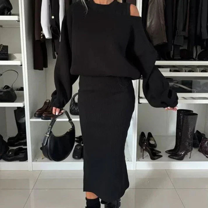 Camila - Conjunto de vestido sin mangas y jersey