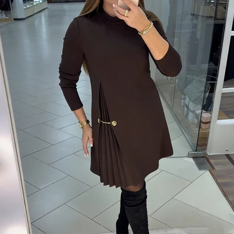 Lara - Vestido largo elegante con detalles plisados
