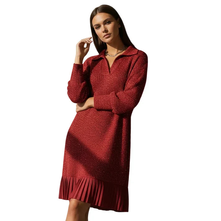 Elvira - Vestido corto con solapa y brillo sutil