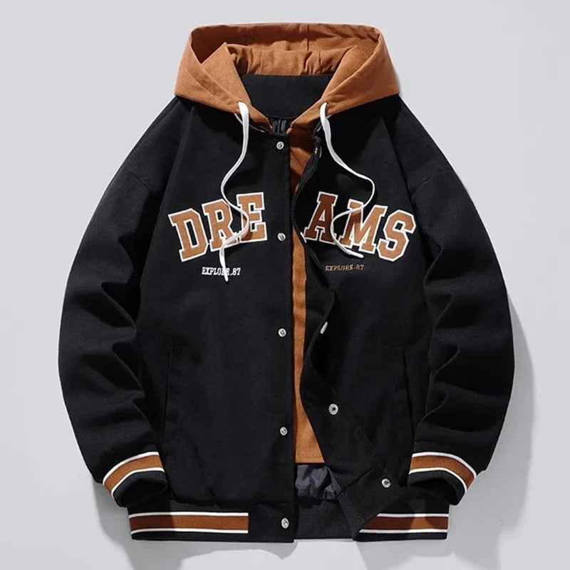 SUTONE™ | CHAQUETA VARSITY CON CAPUCHA