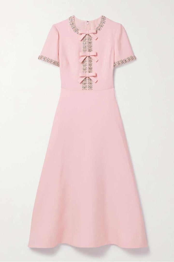 Zoe Vestido midi con lazo y adornos de cristal